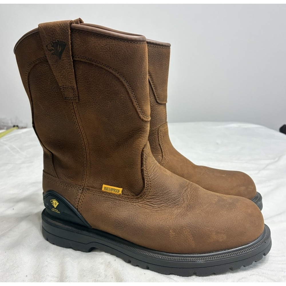 Herman Survivors Plower Waterproof Pull On Work Boots Steel Toe Men's Sz 8 Brown